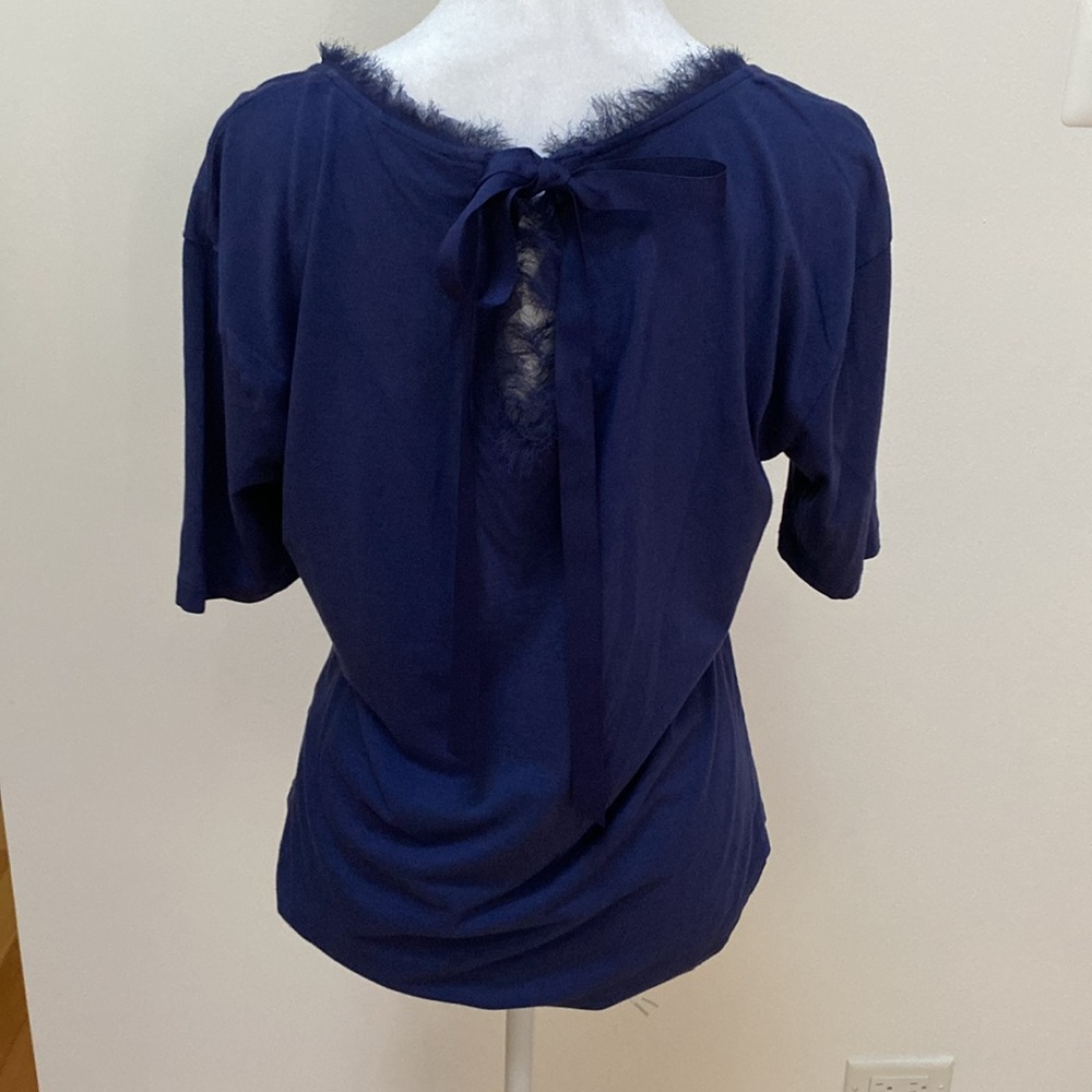 Banana Republic EUC navy blue blouse, cotton blend size Large